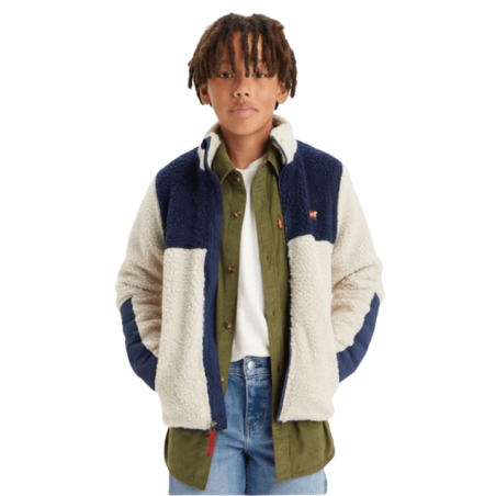 achat Gilet Cardigan LEVIS Enfant COLOR BLOCK SHERPA Beige porté