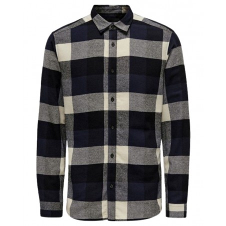 achat Chemise à carreaux Only & Sons ONSGUDMUND Bleu marine face