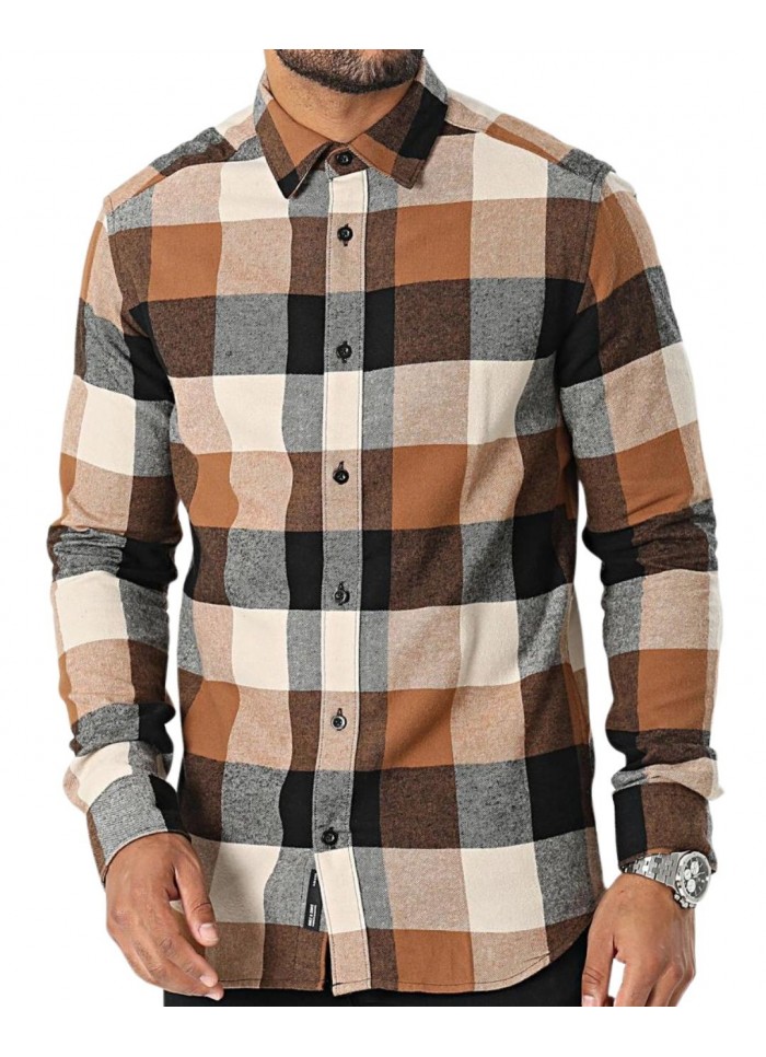 achat Chemise à carreaux Only & Sons Homme ONSGUDMUND Marron face