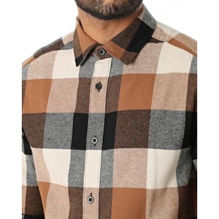 achat Chemise à carreaux Only & Sons Homme ONSGUDMUND Marron détails col