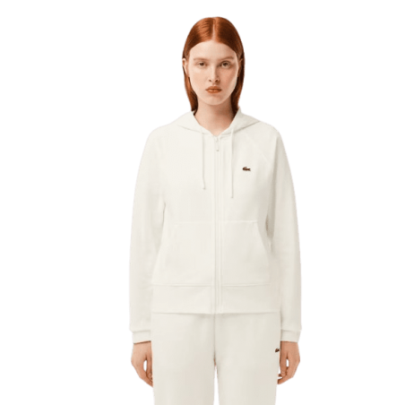 achat Veste LACOSTE femme JOGGER blanc porté