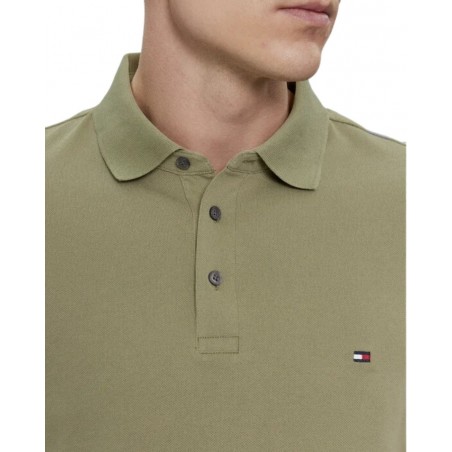 achat Polo Tommy Hilfiger Homme 1985 SLIM Vert Olive détails